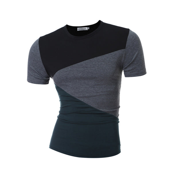 Men T-Shirt  Simple Splicing Tee